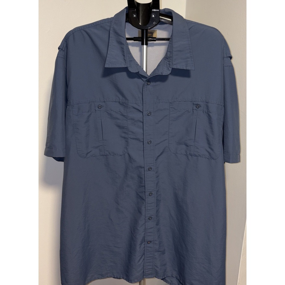 NWOT! Foundry Quick Dri Men's 4XL TALL Button Up Shirt Front Pockets Blue